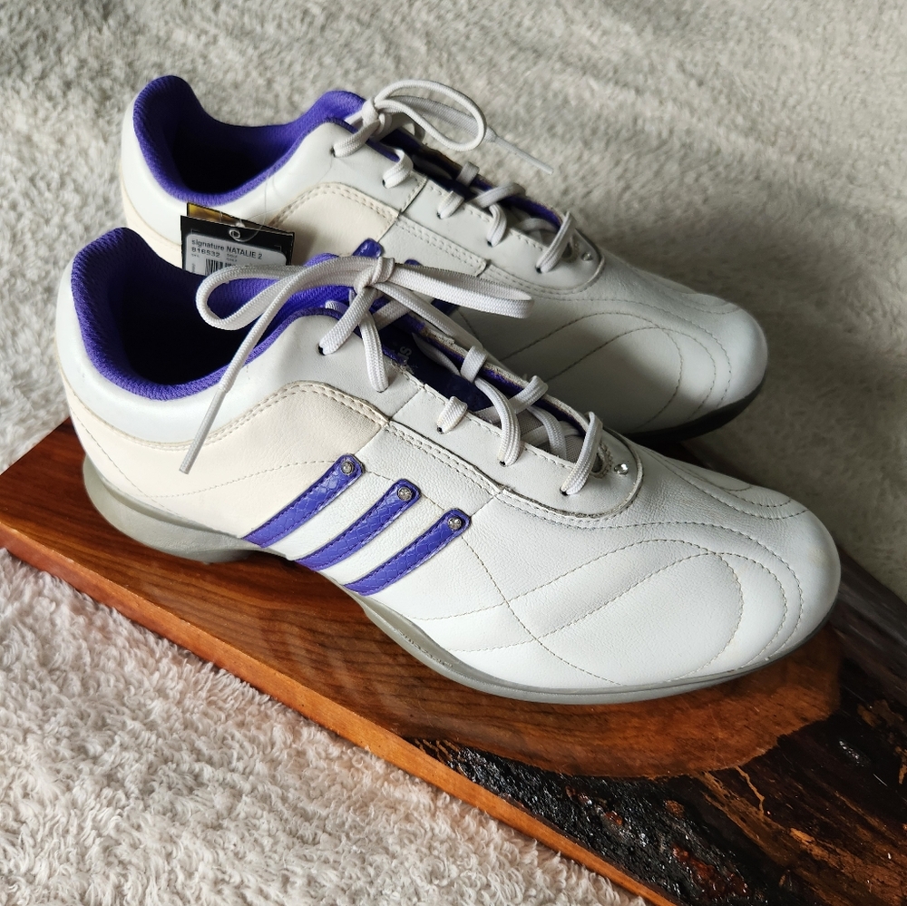 Women's White and Purple Athletic Sneakers - Picture 2 of 8